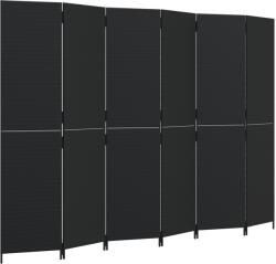 vidaXL fekete 6-paneles polyrattan térelválasztó (365368) (365368)