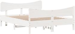 vidaXL fehér fenyőfa ágykeret fejtámlával 150x200 cm (3216379) (3216379)