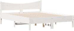 vidaXL fehér tömör fenyőfa ágykeret fejtámlával 160 x 200 cm (3216364) (3216364)