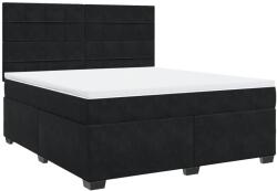 vidaXL fekete bársony rugós ágy matraccal 180x200 cm (3290980) (3290980)