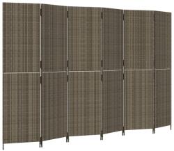 vidaXL szürke 6-paneles polyrattan térelválasztó (365354) (365354)