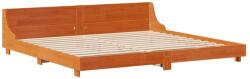 vidaXL viaszbarna tömör fenyőfa ágykeret fejtámlával 200 x 200 cm (3302269) (3302269)