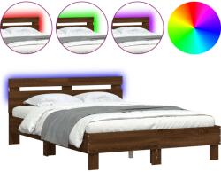 vidaXL barna tölgy színű ágykeret fejtámlával és LED-del 120x200 cm (3207559) (3207559)