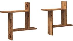 vidaXL 2 db antik fa színű szerelt fa fali polc 50 x 12 x 50 cm (853261) (853261)