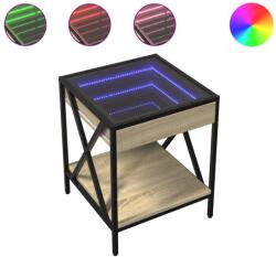 vidaXL sonoma tölgy végtelen hatású LED-es dohányzóasztal 40x40x49 cm (847693) (847693)