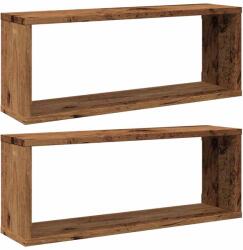 vidaXL 2 db antik fa színű szerelt fa fali kockapolc 60 x 15 x 23 cm (856586) (856586)