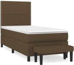 vidaXL sötétbarna szövet rugós ágy matraccal 90 x 190 cm (3136480) (3136480)