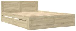 vidaXL sonoma tölgy színű szerelt fa ágykeret fejtámlával 120x200 cm (3295571) (3295571)