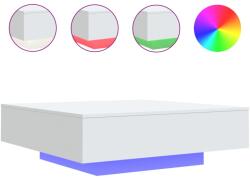 vidaXL fehér dohányzóasztal LED-lámpákkal 100 x 100 x 31 cm (836602) (836602)