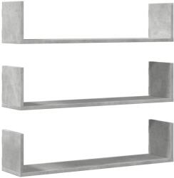 vidaXL 3 db betonszürke forgácslap fali polc 80 x 18 x 18 cm (853293) (853293)