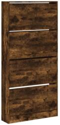 vidaXL füstös tölgy cipőszekrény 4 kihajtható fiókkal 80x21x163, 5 cm (3214368) (3214368)