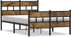 vidaXL füstös tölgy színű fém ágykeret matrac nélkül 120 x 200 cm (4017069) (4017069)