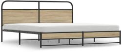 vidaXL füstös tölgy színű fém ágykeret matrac nélkül 193 x 203 cm (3318682) (3318682)