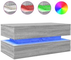 vidaXL szürke sonoma színű dohányzóasztal LED-lámpákkal 90x50x40 cm (839866) (839866)