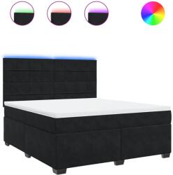 vidaXL fekete bársony rugós ágy matraccal 180x200 cm (3293280) (3293280)