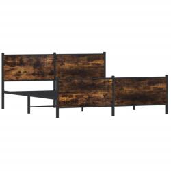 vidaXL füstös tölgy színű fém ágykeret matrac nélkül 200 x 200 cm (3301358) (3301358)