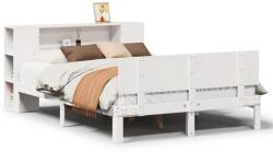 vidaXL fehér tömör fenyőfa könyvespolcos ágy matrac nélkül 150x200 cm (3322635) (3322635)