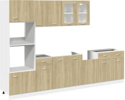 vidaXL 7 részes sonoma-tölgy színű szerelt fa konyhaszekrény garnitúra (3307653) (3307653)