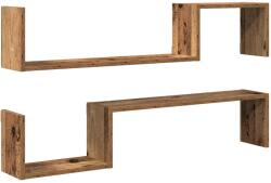 vidaXL 2 db antik fa színű szerelt fa fali polc 100 x 15 x 20 cm (856612) (856612)