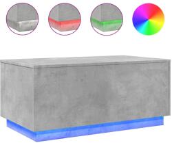 vidaXL betonszürke dohányzóasztal LED-lámpákkal 90x50x40 cm (839878) (839878)
