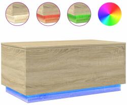 vidaXL sonoma tölgy színű dohányzóasztal LED-lámpákkal 90x50x40 cm (839877) (839877)