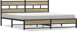 vidaXL sonoma tölgy színű fém ágykeret matrac nélkül 200 x 200 cm (3308502) (3308502)