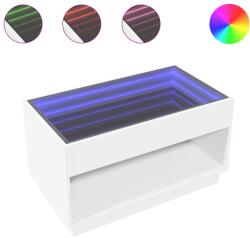 vidaXL fehér végtelen hatású LED-es dohányzóasztal 70 x 50 x 50 cm (847665) (847665)