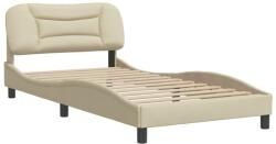 vidaXL krémszínű szövet ágykeret fejtámlával 100 x 200 cm (3207756) (3207756)