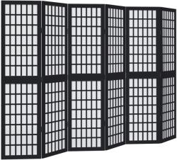 vidaXL 6 paneles fekete tömör császárfa térelválasztó (358777) (358777)