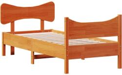 vidaXL viaszbarna tömör fenyőfa ágykeret fejtámlával 90 x 190 cm (3216404) (3216404)