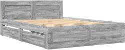 vidaXL szürke sonoma színű szerelt fa ágykeret fejtámlával 140x200 cm (3295567) (3295567)