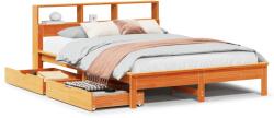 vidaXL barna tömör fenyőfa könyvespolcos ágy matrac nélkül 120 x 190cm (3309829) (3309829)
