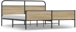 vidaXL füstös tölgy színű fém ágykeret matrac nélkül 183 x 213 cm (3318675) (3318675)