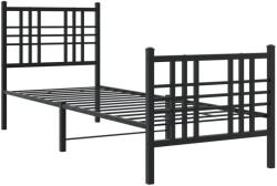 vidaXL fekete fém ágykeret fej- és lábtámlával 75 x 190 cm (376332) (376332)