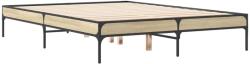 vidaXL sonoma tölgyszínű szerelt fa és fém ágykeret 135 x 190 cm (845042) (845042)