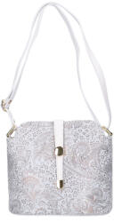 Rea Moda Olasz bőr 0600 fehér arany virágos kicsi táska