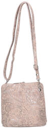  Olasz bőr 5128 púder ezüst virágos kicsi női oldaltáska