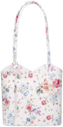 Rea Moda Olasz bőr 238 fehér színes virágos válltáska és hátizsák