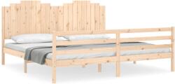 vidaXL tömör fa ágykeret fejtámlával 200 x 200 cm (3194201) (3194201)