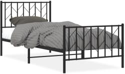 vidaXL fekete fém ágykeret fej- és lábtámlával 90 x 190 cm (374447) (374447)