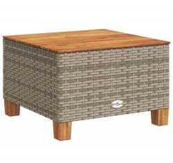 vidaXL szürke polyrattan és akácfa kerti asztal 55 x 55 x 36 cm (365909) (365909)