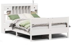vidaXL fehér tömör fenyőfa könyvespolcos ágy matrac nélkül 160x200 cm (3323021) (3323021)