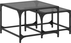 vidaXL 2 db rakásolható dohányzóasztal fekete üveglappal (845983) (845983)