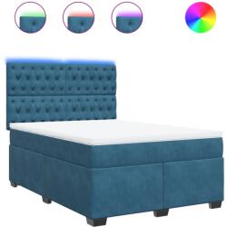 vidaXL kék bársony rugós ágy matraccal 160 x 200 cm (3293264) (3293264)