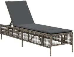 vidaXL szürke polyrattan napozóágy párnával (4002739) (4002739)