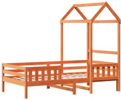 vidaXL viaszbarna tömör fenyőfa ágykeret tetővel 80 x 200 cm (3282164) (3282164)