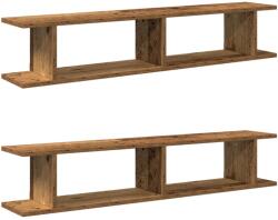 vidaXL 2 db antik fa színű szerelt fa fali polc 105 x 18 x 20 cm (856602) (856602)