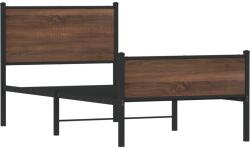 vidaXL barna tölgy színű fém ágykeret fej- és lábtámlával 80 x 200 cm (4007949) (4007949)
