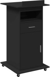 vidaXL fekete szerelt fa állópult kerékkel és fiókkal 55 x 55 x 107 cm (848025) (848025)