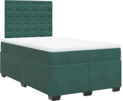 vidaXL sötétzöld bársony rugós ágy matraccal 120 x 200 cm (3290897) (3290897)